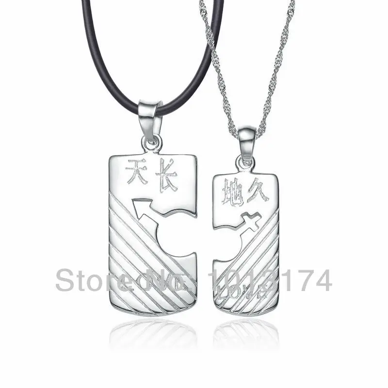 everlasting Lovely 925 Real Sterling Silver Pendant with gold plated fashion Couple Pendants 2PCS/1PAIR (X0240) | Украшения и