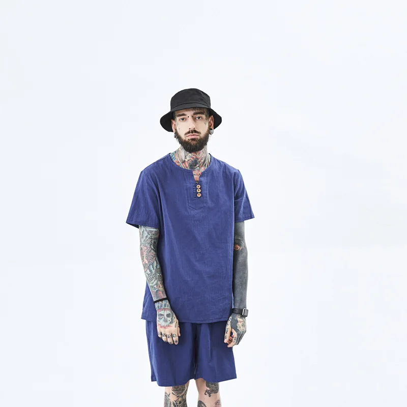 Комплект из двух предметов мужской рубашка и шорты удобная блуза с коротким