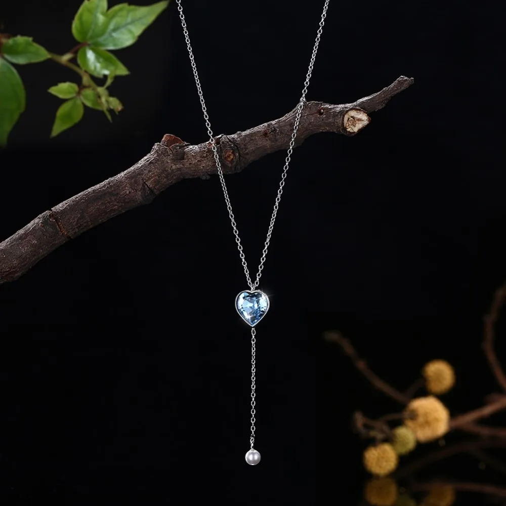 Женское Ожерелье с кристаллами Swarovski LEKANI ожерелье в форме сердца жемчугом