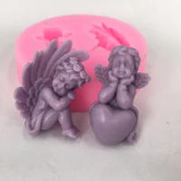 heart angel silicone soap mould food grade 3d child chocolate sugarcraft cake decorating mold diy soap making molds