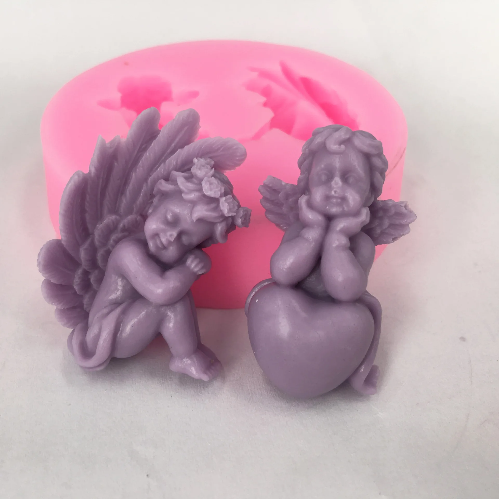Силиконовая форма для мыла в виде сердца и ангела Детская модель 3d украшение