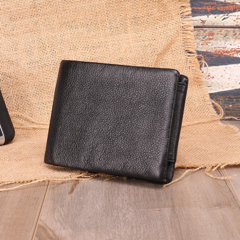 Мужской кошелек из натуральной кожи с блокировкой Rfid, мужские короткие винтажные тройные кошельки, кошелек, кредитный держатель для карт с отделением для монет