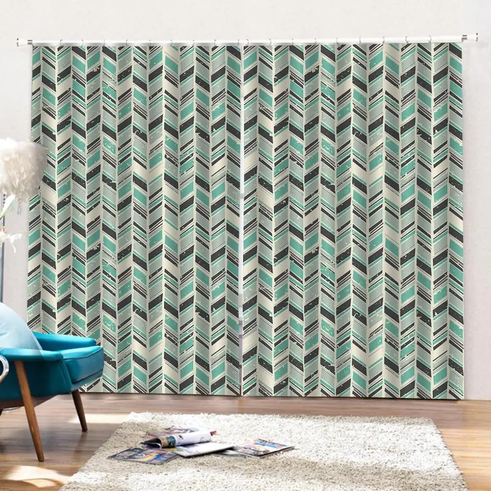 3D Curtain Luxury Blackout Window Living Room green pattern curtains for bedroom curtain | Дом и сад