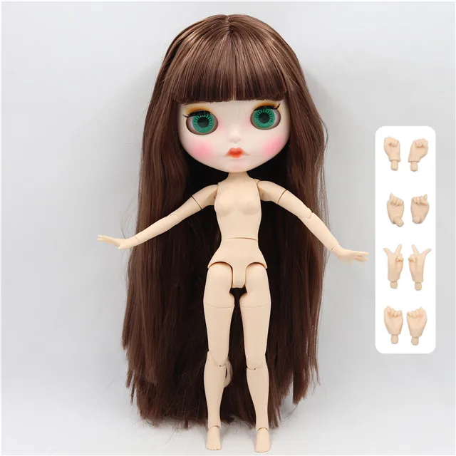 white matte face Ледяные дни Фортуны завод blyth кукла супер черная кожа тон темная кожа короткие красные волосы тело 1/6 30 см BL1248 - Цвет: white matte face
