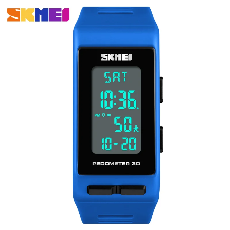 blue SKMEI, роскошные цифровые часы для мужчин и женщин, шагомер, калории, спортивные часы, водонепроницаемый светодиодный, электронные наручные часы, мужские часы - Цвет: blue