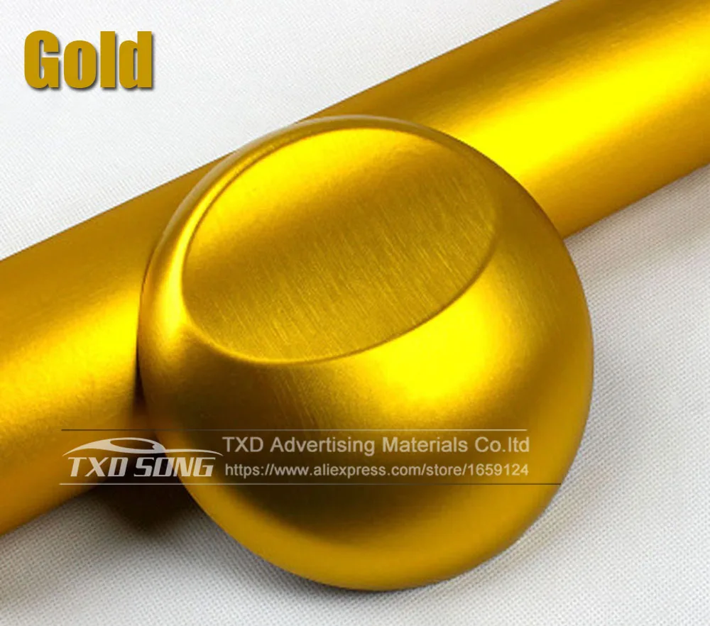 metallic gold Cay укладки градиентный нейтрально-серый фильтр металлик матовый Алюминий винил металлический виниловая пленка для отделки автомобиля стикер автомобиля с Размеры: 10/20 Вт, 30 Вт/40/50/60x152 см - Название цвета: metallic gold