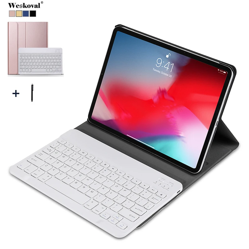 Кожаный чехол для iPad Pro 11 со съемной беспроводной Bluetooth клавиатурой и