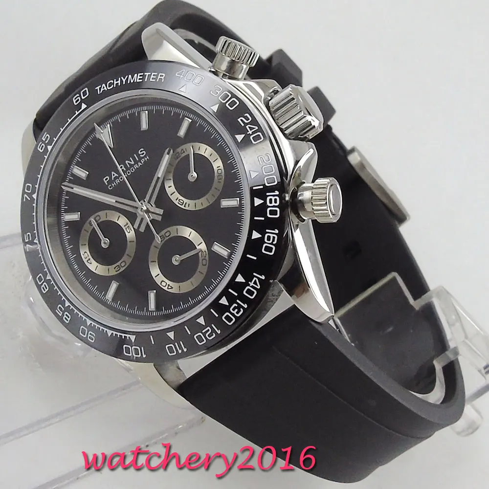 

39mm Parnis Watch Quartz Wristwatches Sapphire Crystal Casual Rubber Stainless steel Men's quartz Watch New Arrival 2019