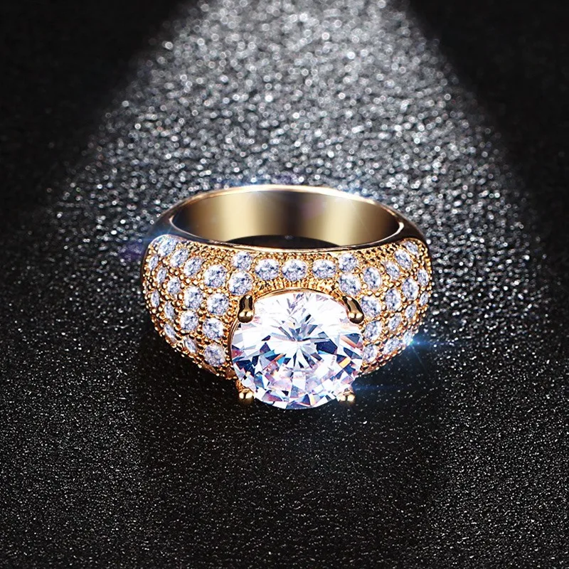 Женское Винтажное кольцо с фианитом золотистого цвета|finger ring|rings for women weddingrings |