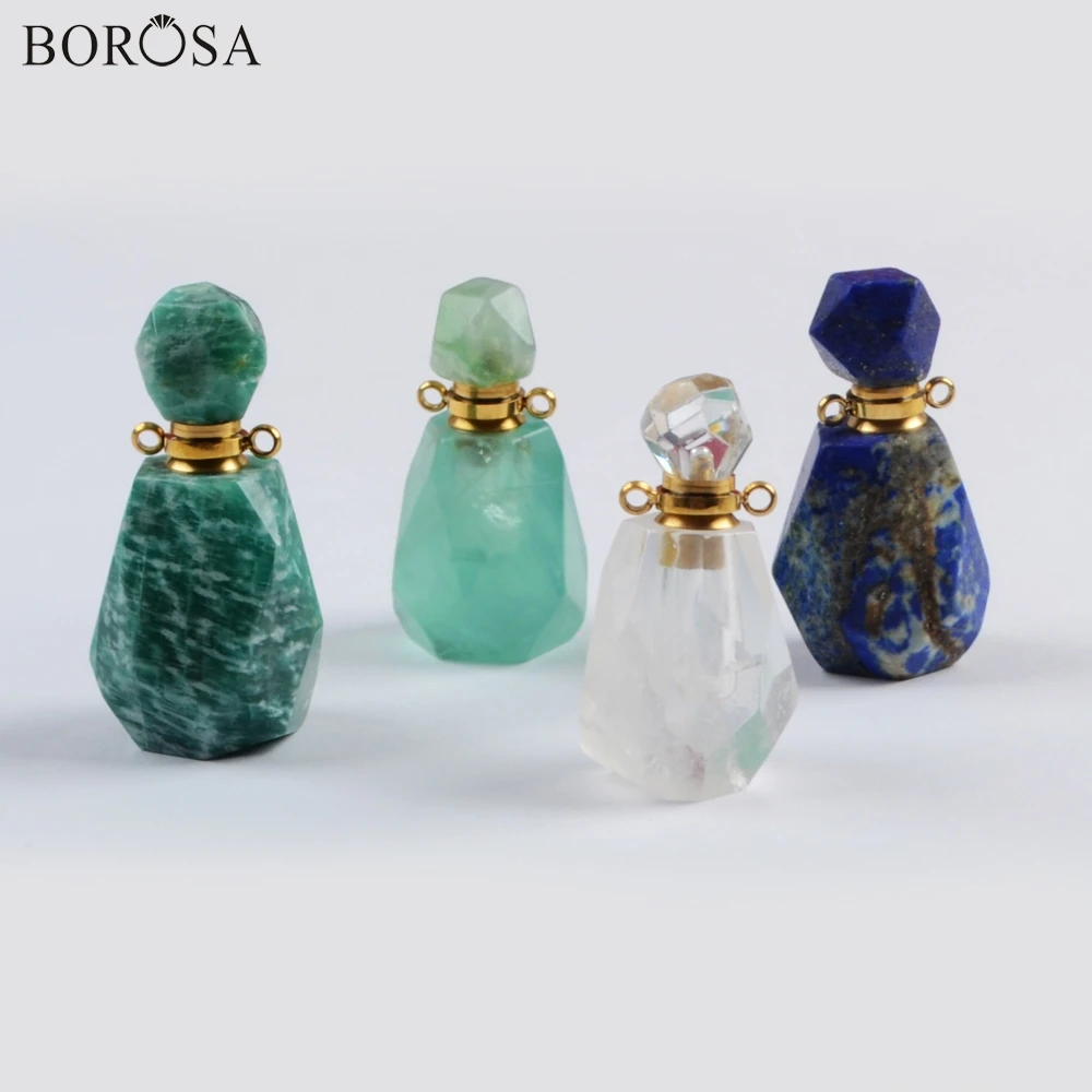 4 шт. модные соединители из натурального камня в форме флаконов духов BOROSA двойные
