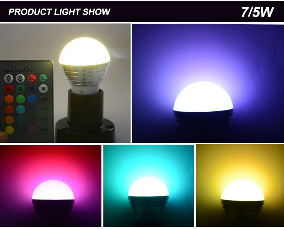 Foxanon светодиодный светильник E27 RGB светодиодный светильник 5 Вт 7 Вт 10 Вт 15 Вт RGBW умный Диммируемый Ампульный светодиодный светильник для домашнего праздничного декора+ пульт дистанционного управления