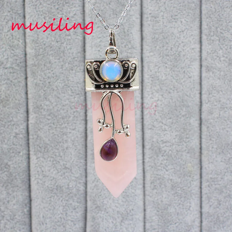 Подвеска с мечом Маятник из натурального камня розовым кристаллом посеребренные