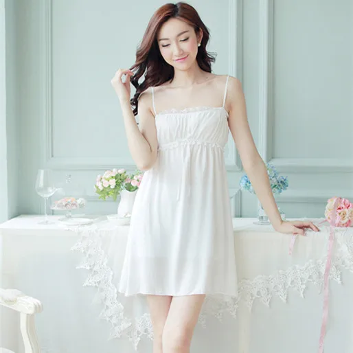 Летняя женская ночная сорочка 2017 сексуальная хлопковая белая рубашка на