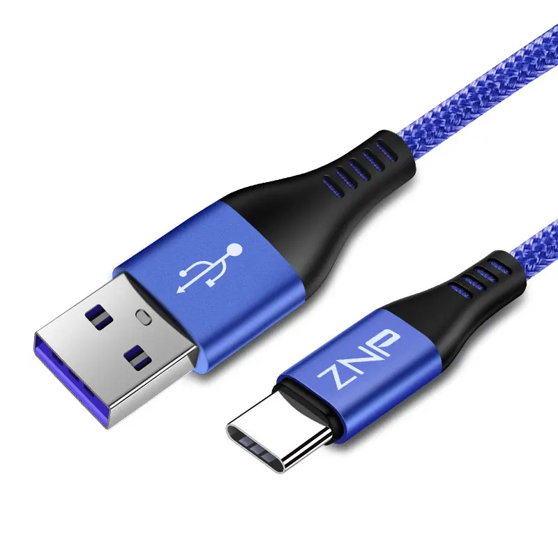 Blue ZNP кабель usb type C для samsung S10 S9 S8 mate 20 Pro 3A Быстрая зарядка usb type C кабель для передачи данных для Redmi Note 7 Pro шнур зарядного устройства - Цвет: Blue