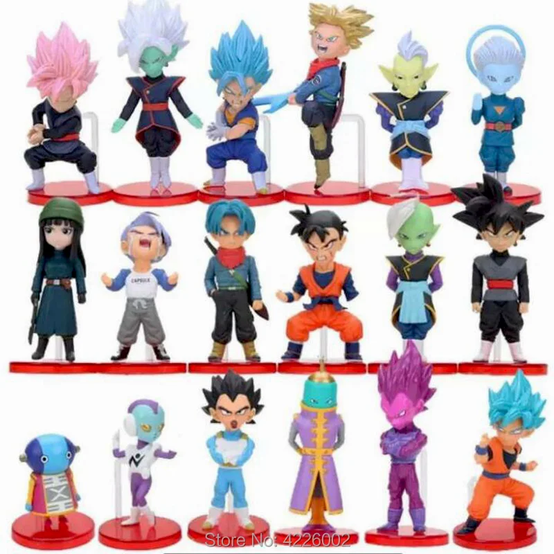 18 шт. Dragon Ball Super Saiyan Rose Black Son Goku Blue Vegeta Zeno Hit Jiren фигурки героев аниме хако Кабба Zamasu