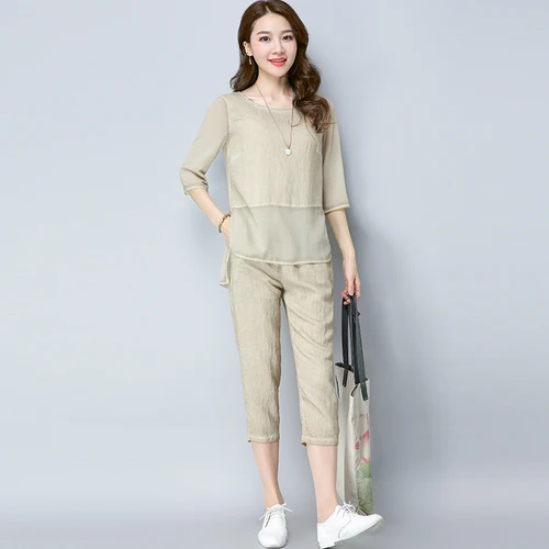 Женский комплект из 2 предметов тонкий летний костюм дышащего однотонного топа и