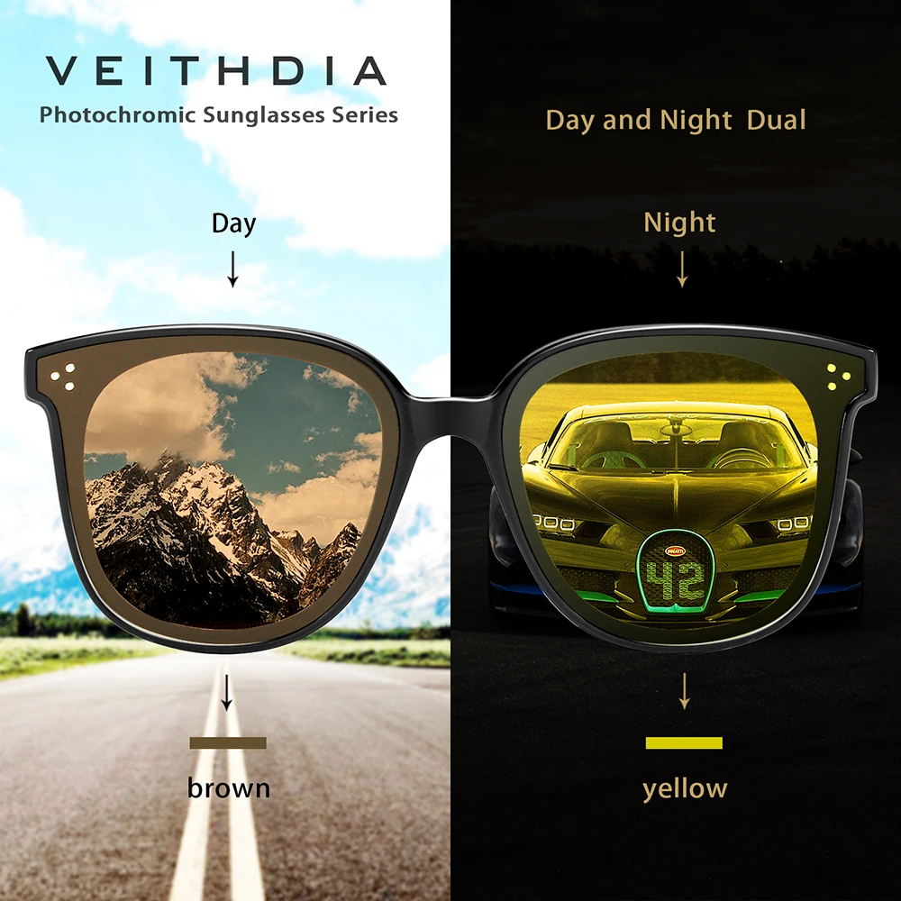 Женские солнцезащитные очки VEITHDIA винтажные фотохромные с поляризационными