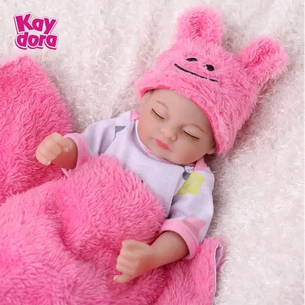 10 дюймов 25 см полный Силиконовый Reborn Baby Dolls девочка Играть Дом для ванны Boneca игрушки сопроводительный спящий детский подарок живой Bebe Menina - Цвет: Eye-Close