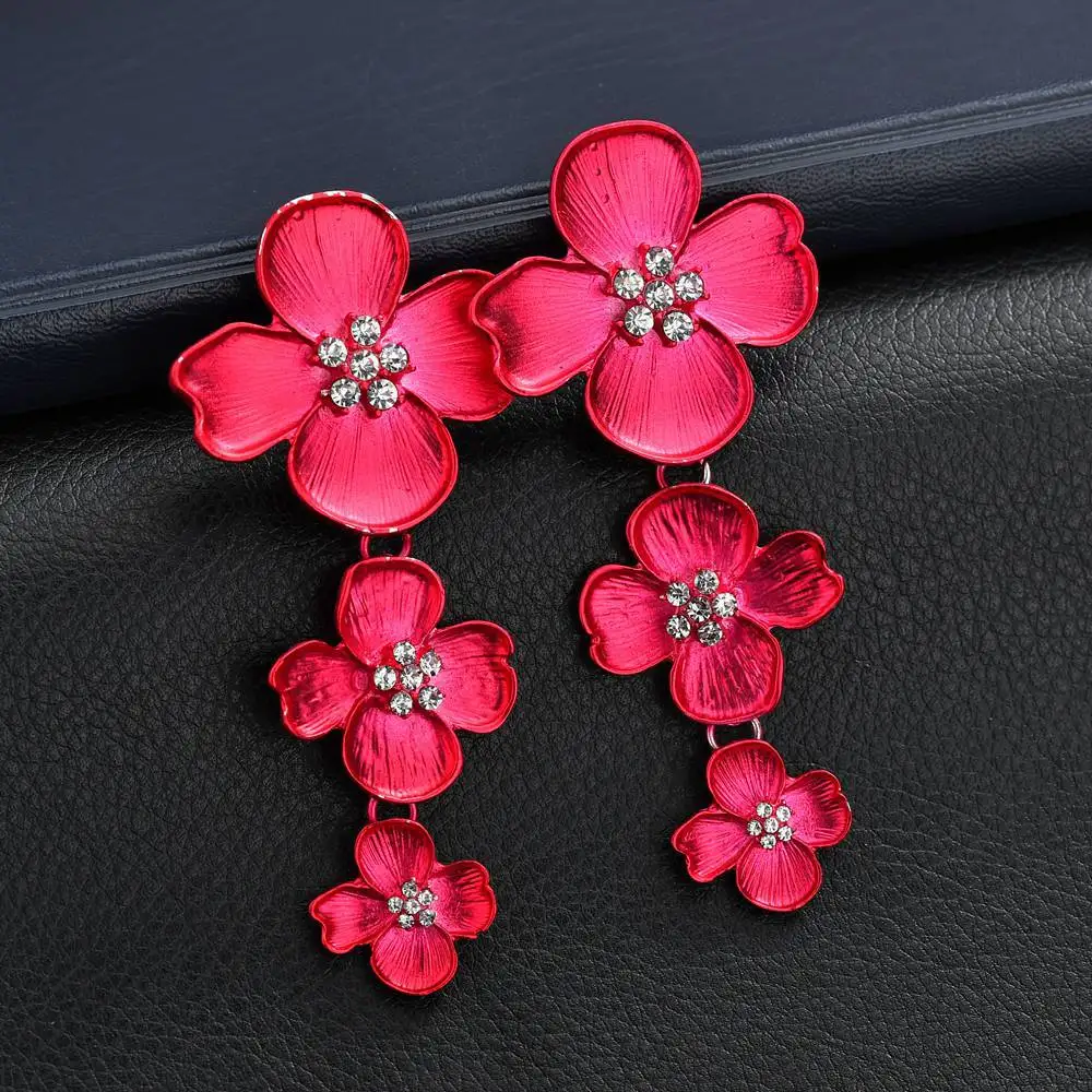 2018 Exaggeration Long Big Flower Dangle Earrings For Women Fashion Trendy Boho Style Crystal Drop Jewelry Brincos | Украшения и