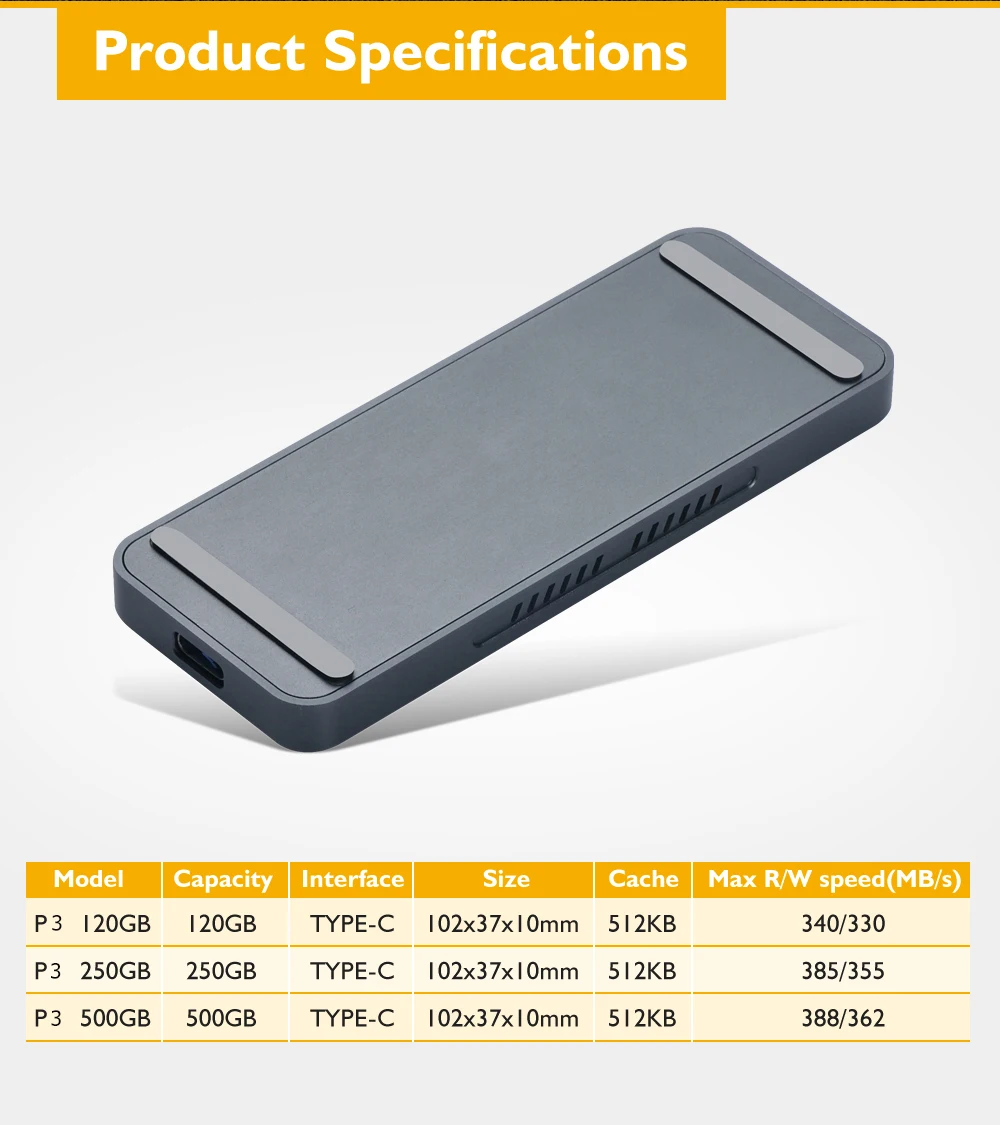 Новейшее портативное освещение внешний SSD 120 ГБ 250 ГБ 500 Гб Твердотельный накопитель с интерфейсом type-C