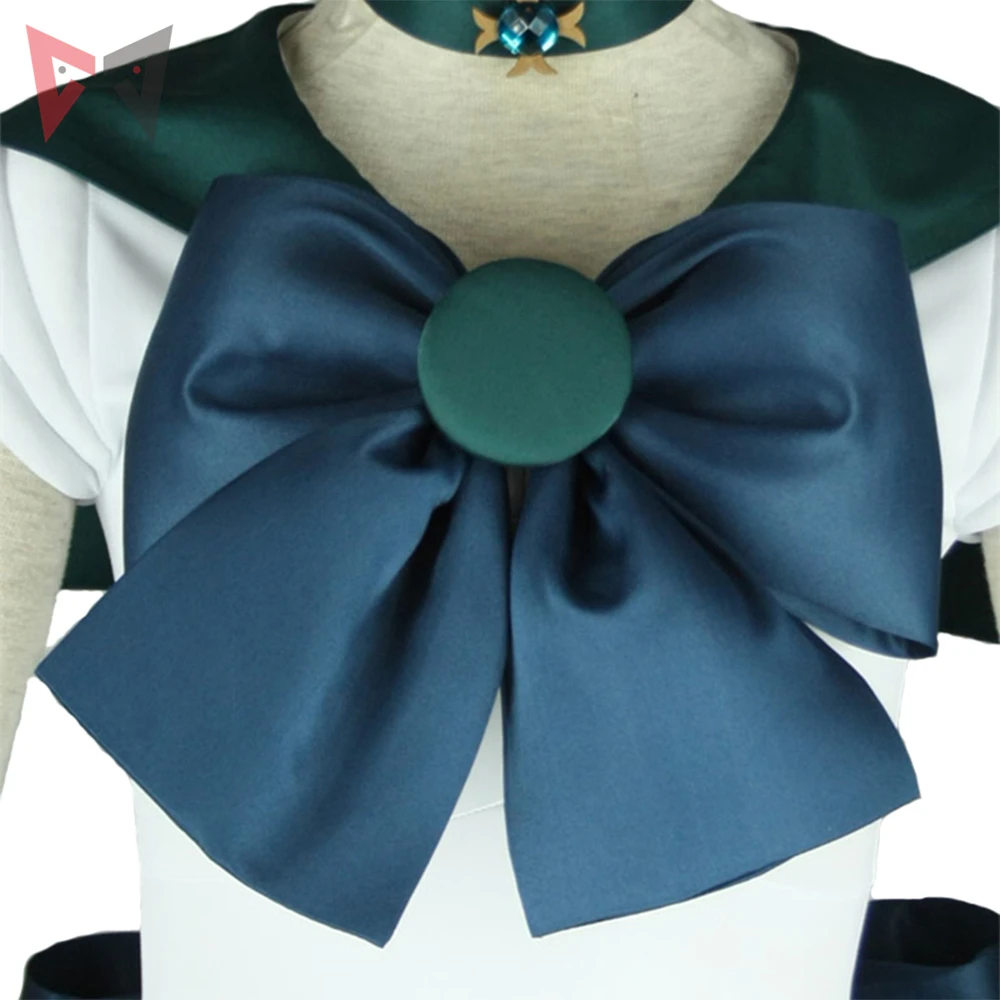 Anime Sailor Neptune Cosplay Costume Custom Made Michiru Kaioh  Dress Bows Gloves Headband For Child Adult Plus Size