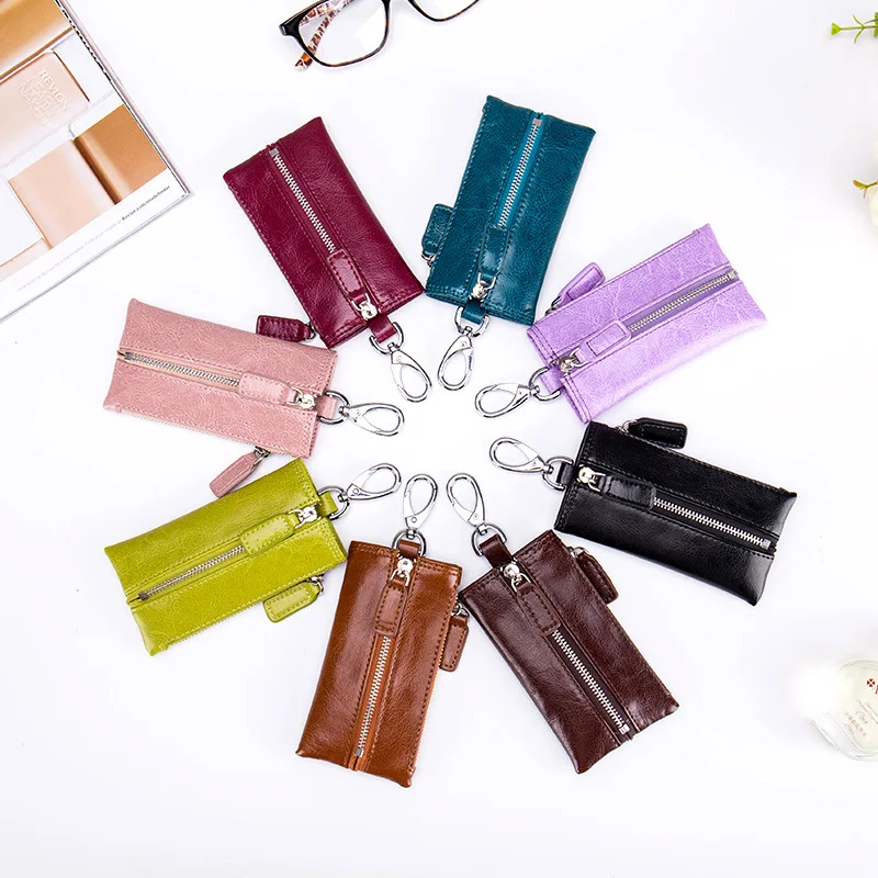 Многофункциональный кожаный мужской кошелек на молнии в стиле ретро с нулевым