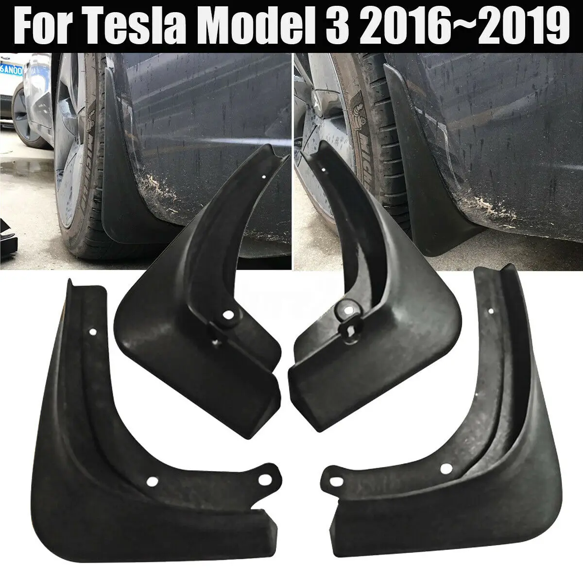 4 шт. Автомобильные Брызговики брызговик крыло для Tesla модель 3- брызговики брызговик крыло автомобильные аксессуары