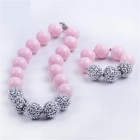 2setlot 2020 new arrival fashion pink acrylic beads girl cartoon bracelet necklace set kids gilrs princess style bracelet