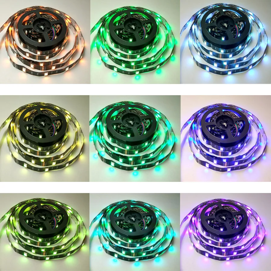 5 м RGB Светодиодная лента 5050 SMD DC 12 В лента гибкая лента не водостойкая с удаленной светодиодной лентой se контроллер света адаптер полный комплект