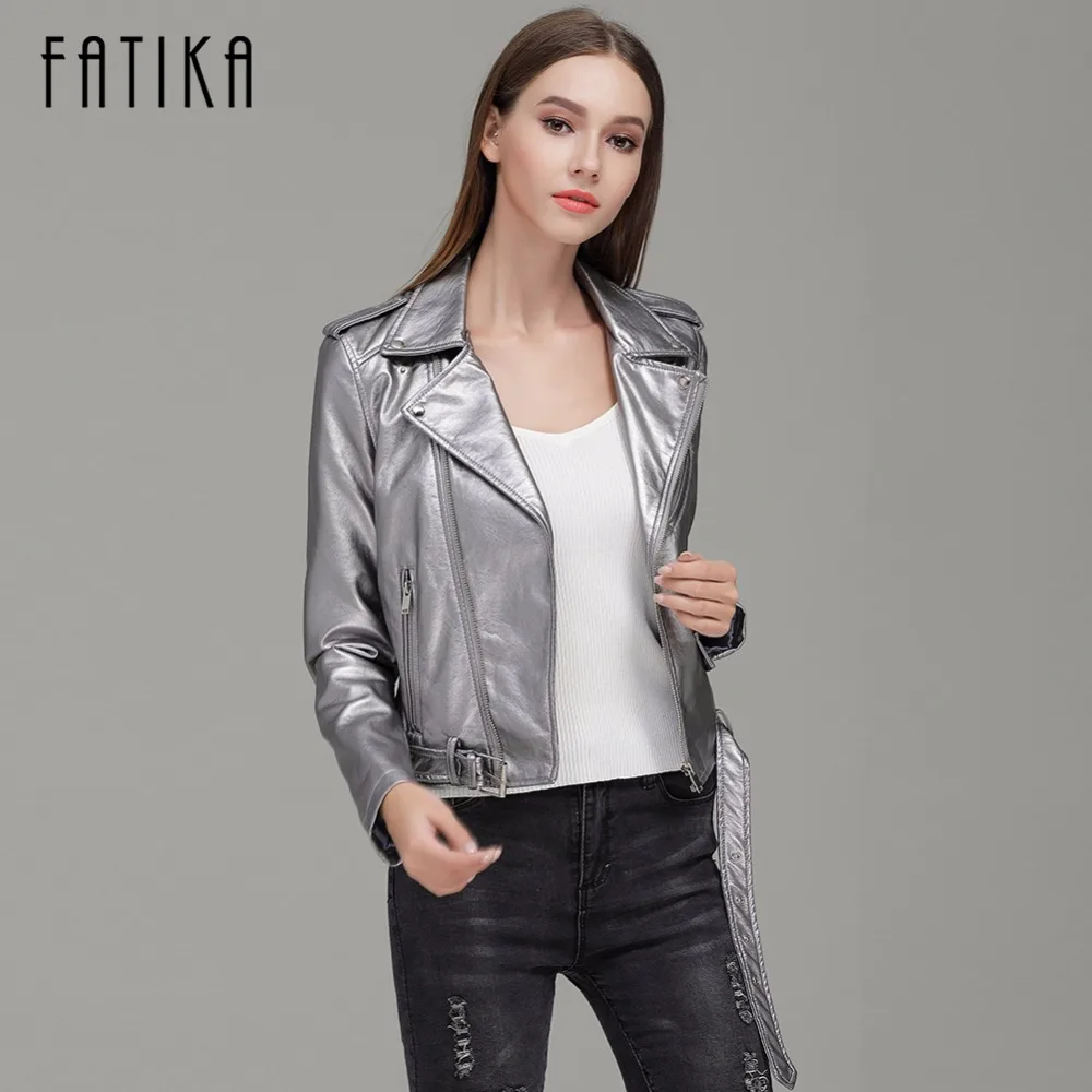 FATIKA 2017 Осень Зима Мода 7 цветов Женская куртка из искусственной кожи и пальто