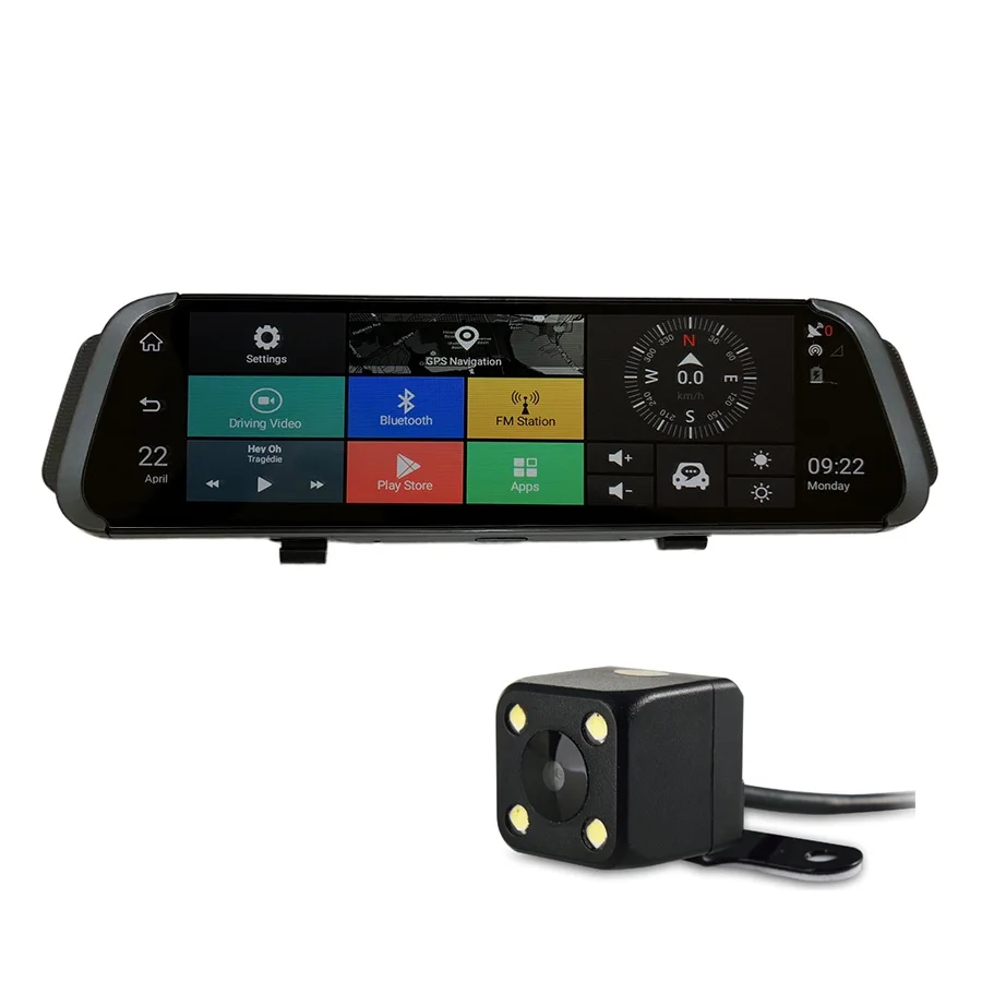 Udricare 10 дюймов 4G SIM карта Android WiFi Bluetooth gps навигация DVR видео рекордер двойной объектив камера заднего вида парковочное зеркало