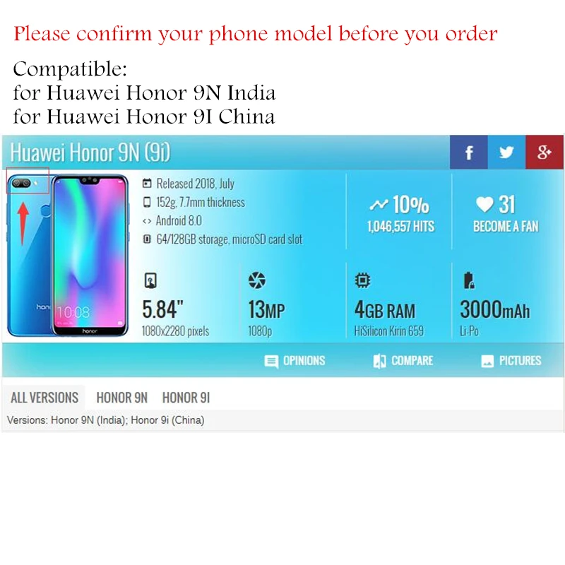 Для Huawei Honor 9N/9I сканер отпечатков пальцев кнопка домой гибкий кабель сенсорный ID