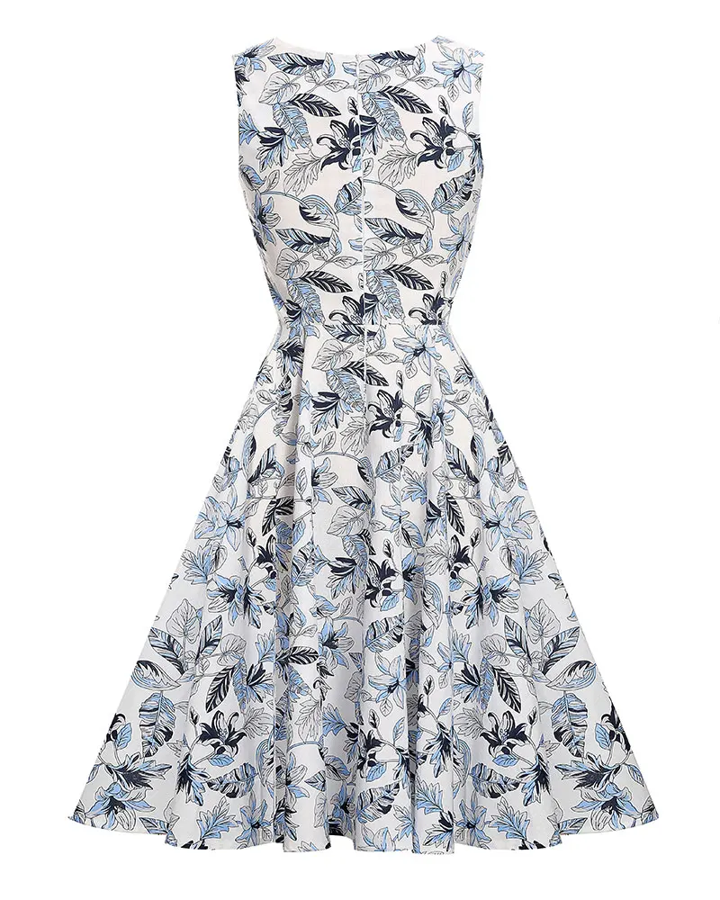 Женское винтажное платье без рукавов с высокой талией | Женская одежда