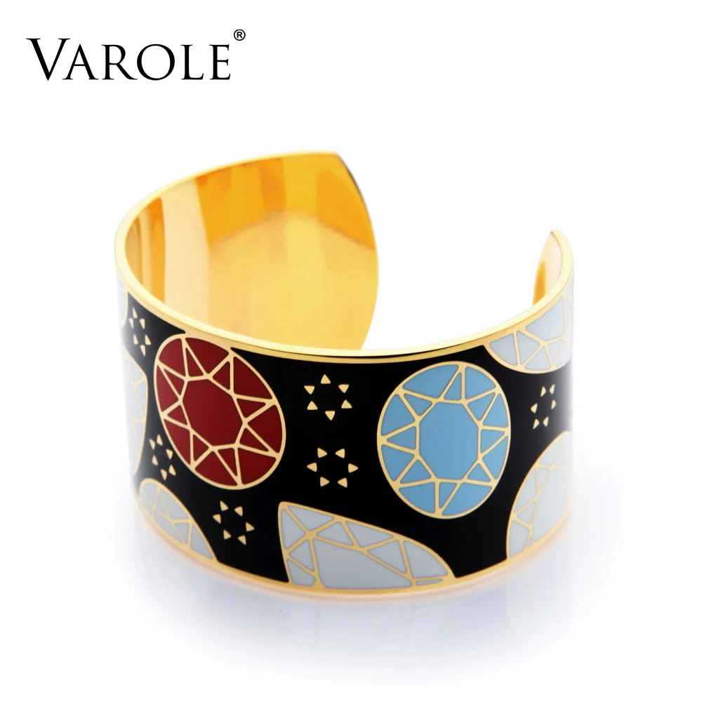 VAROLE 40 мм Ширина звезда шаблон Цвет эмаль может открыть браслет любовь браслеты и Браслеты для Для женщин Модные украшения Pulseiras Femme