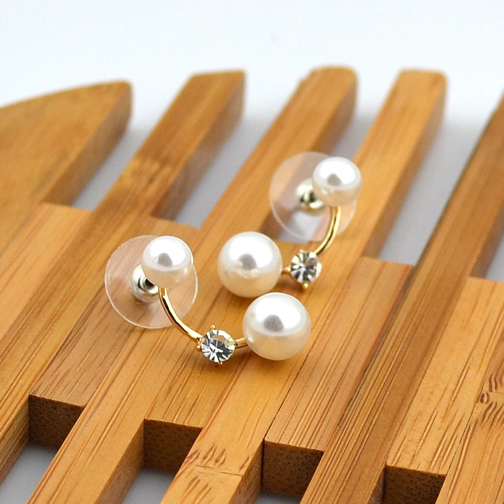Женские жемчужные серьги-гвоздики E065 золотистые и Серебристые серьги ювелирные
