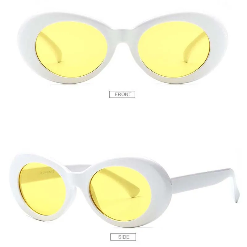 white frame yellow Женские защитные очки, мужские Модные солнцезащитные очки, женские мужские Овальные Солнцезащитные очки, черные, белые, красные очки, UV400 - Цвет линз: white frame yellow