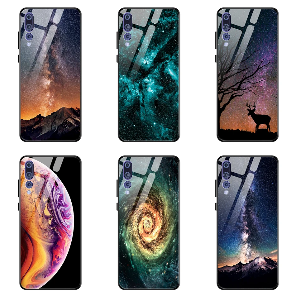 Star Space Tempered Glass Case For Huawei Mate 10 Lite Silicone P20 Pro Honor 9 P Smart On Cover Coque |