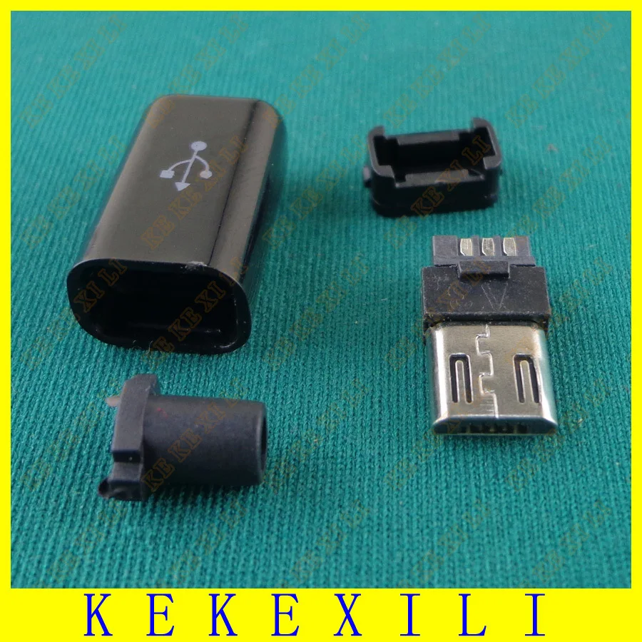 200 шт. DIY Micro USB Type B папа 5pin четыре шт в сборе разъем розетка 4 1 черный цвет