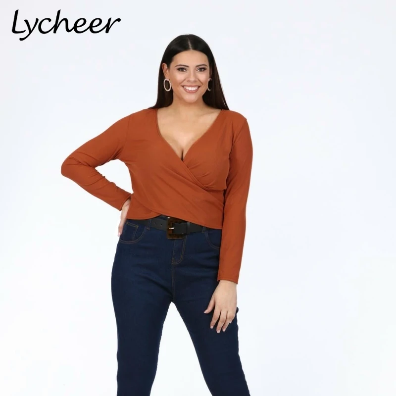 Женская офисная блузка Lycheer элегантная повседневная большого размера на осень 2019