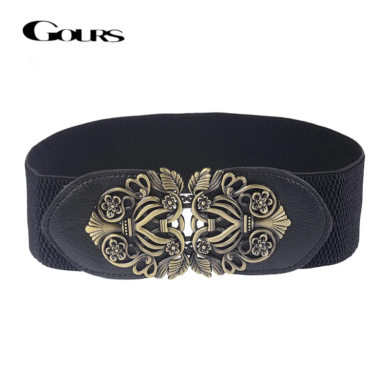 Gours Dress Cummerbunds Women's PU Leather Waist Belts Wide Elastic Girdle Strap Fashion Bohemian Retro Style New Arrival PDL053 |