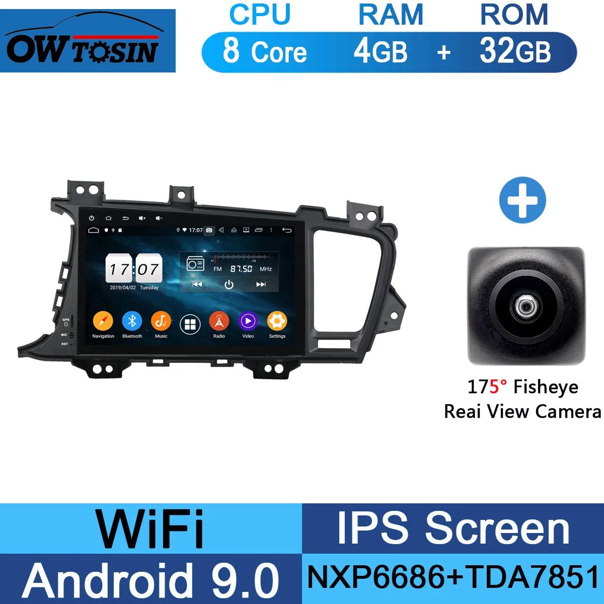 32G Fisheye Camera " ips Восьмиядерный 4G ram+ 64G rom Android 9,0 автомобильный dvd-радио GPS для Kia K5 Optima 2011- DSP CarPlay Parrot BT стерео Adas - Цвет: 32G Fisheye Camera