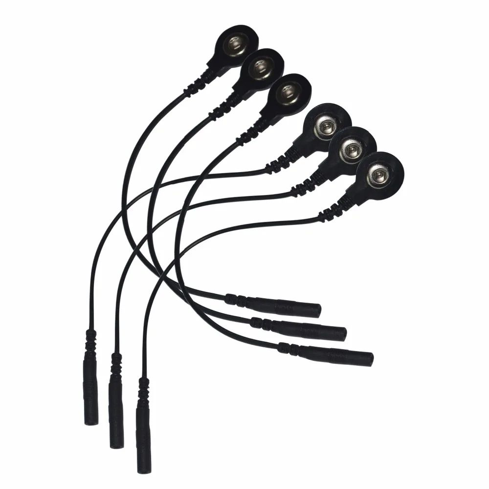 

5pair Durable Black Electrode Lead Wires/DC Head 2.0mm Cables Snap 3.5mm For Connect TENS/EMS Machine Therapy High Sensitivity