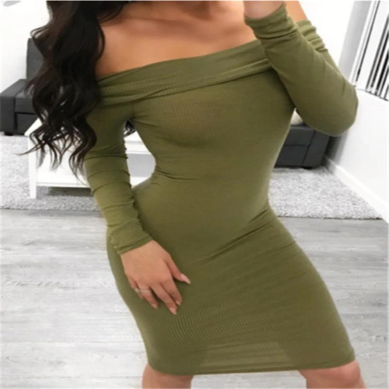 Женское мини платье с длинным рукавом Осеннее облегающее бордового цвета для