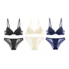 black beige blue Varsbaby 3 компл./лот сексуальное облегающее кружевное платье-футляр для женщин в цветочек с глубоким v-образным вырезом, пуш-ап, нижнее белье бюстгальтер и трусики наборы для ухода за кожей - Цвет: black beige blue