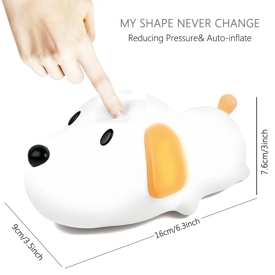 Cute Dog Lamp Creative Puppy Silicone LED Night Light Bedroom Bedside Rechargeable For Baby Children Gift | Лампы и освещение