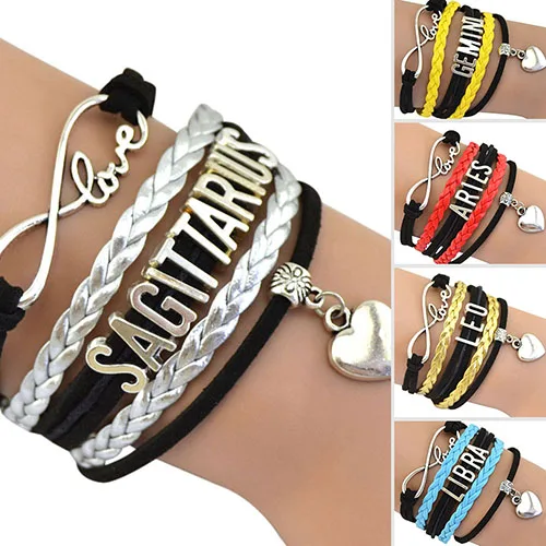 Унисекс Созвездие буквы многослойные Кулон Сердце оплетка ручной браслет|handmade