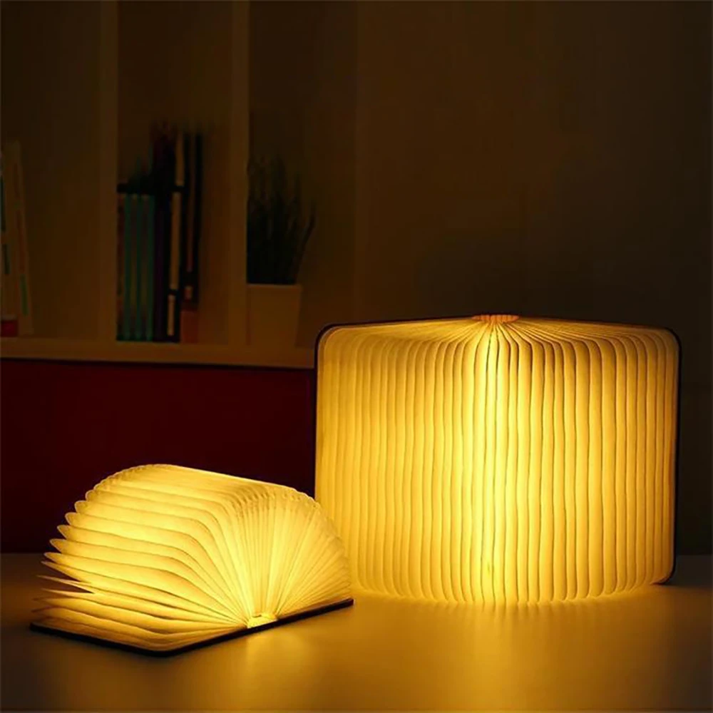 

Portable Night Light USB Rechargeable Book Lamp Creative Wooden DuPont Paper 360 Degree Foldable LED Bulb Home Decor Drop Ship