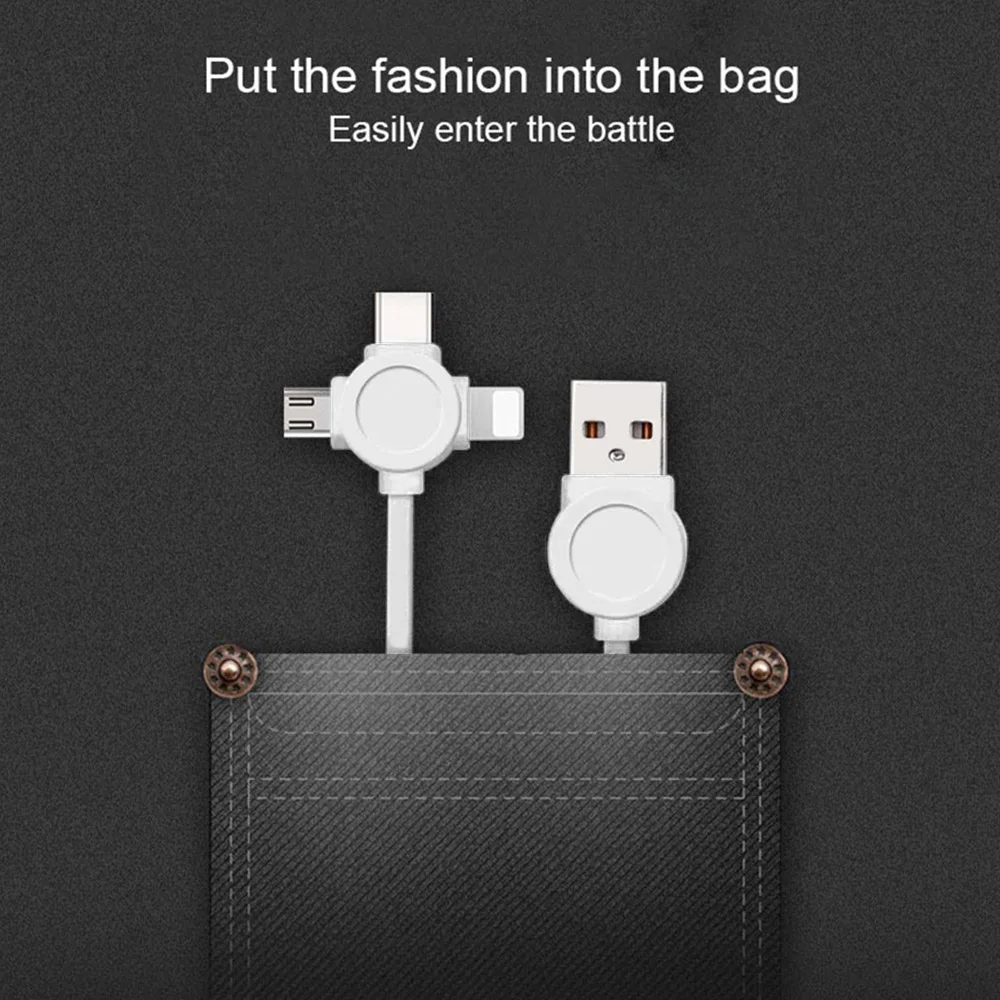 3 In 1 Lighting Micro USB Type C Charger Wire 8 Pin for IPhone X 7 Plus XS Xiaomi Samsung Portable Data Charging Cable 1M Line | Мобильные