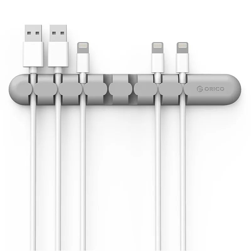 ORICO CBS5 Кабельный организатор силиконовый usb-кабель намотки гибкий кабель Управление кабель с зажимами держатель для Мышь наушники - Цвет: CBS7 Grey