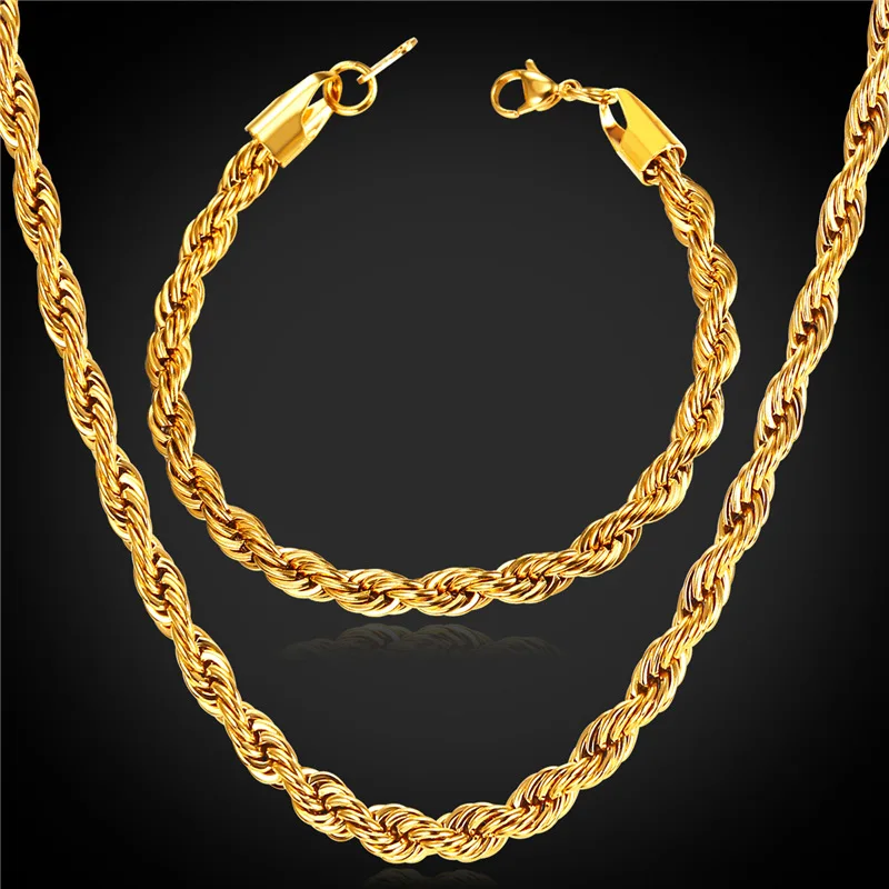 Мужской ювелирный комплект из цепочки и браслета нержавеющей стали|jewelry sets stainless